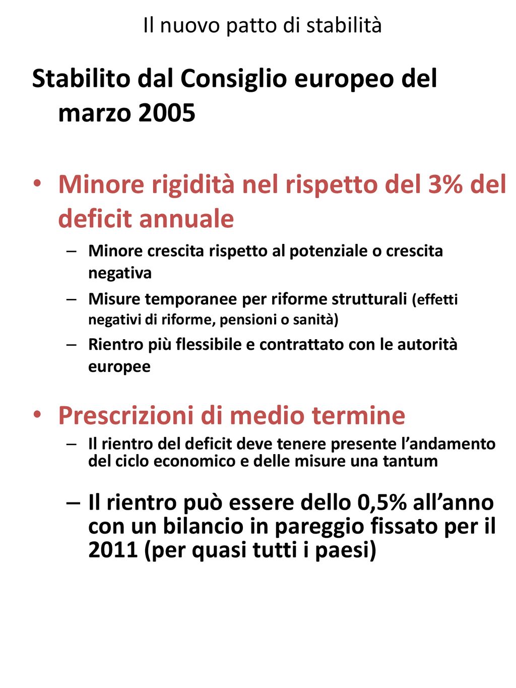 GLI ACCORDI DI MAASTRICHT e Il patto di stabilità e crescita ppt